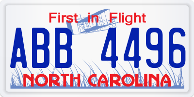 NC license plate ABB4496
