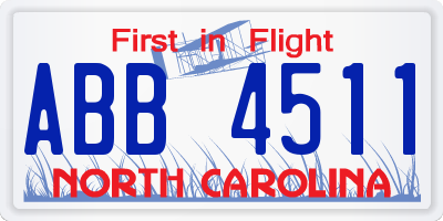 NC license plate ABB4511