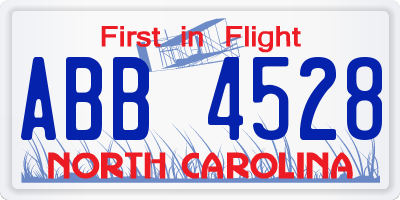 NC license plate ABB4528