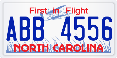 NC license plate ABB4556