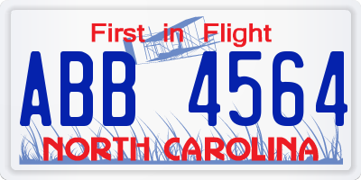 NC license plate ABB4564