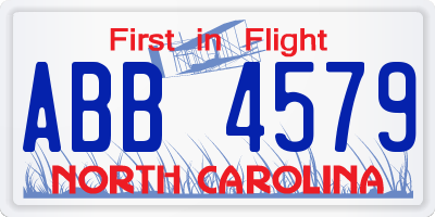 NC license plate ABB4579