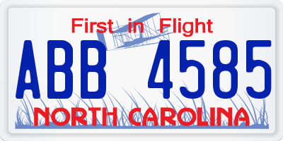 NC license plate ABB4585