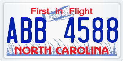NC license plate ABB4588