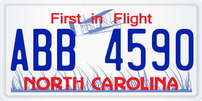 NC license plate ABB4590