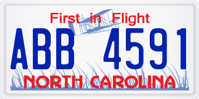 NC license plate ABB4591