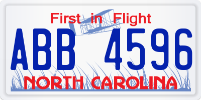 NC license plate ABB4596