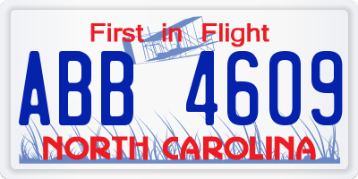 NC license plate ABB4609