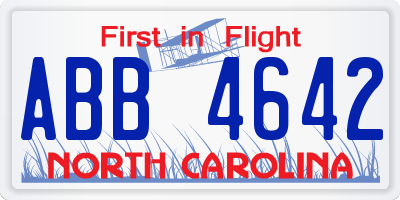 NC license plate ABB4642