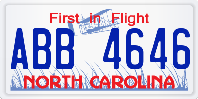 NC license plate ABB4646