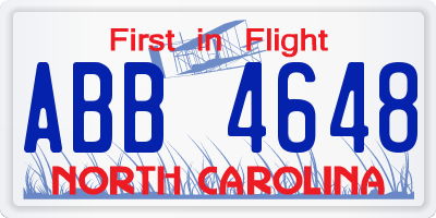 NC license plate ABB4648