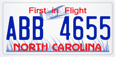 NC license plate ABB4655