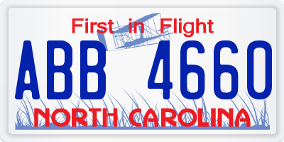 NC license plate ABB4660