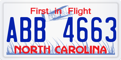 NC license plate ABB4663
