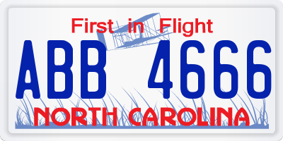 NC license plate ABB4666