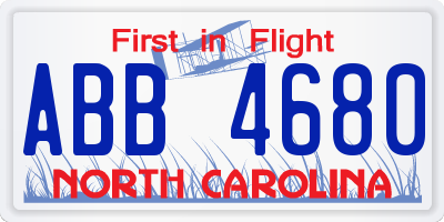NC license plate ABB4680