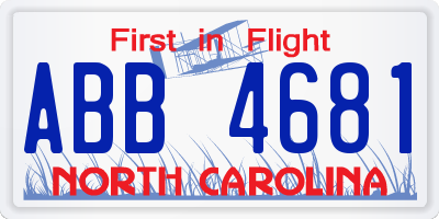 NC license plate ABB4681