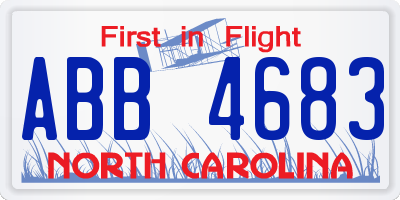 NC license plate ABB4683