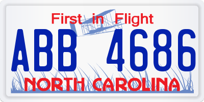NC license plate ABB4686