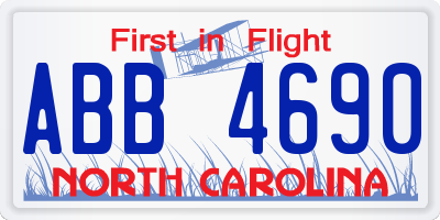 NC license plate ABB4690