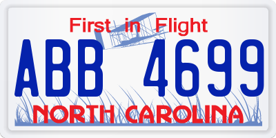 NC license plate ABB4699