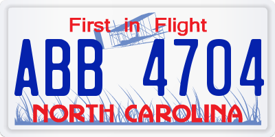 NC license plate ABB4704