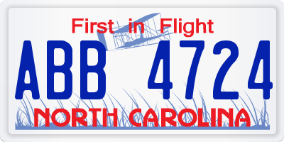 NC license plate ABB4724