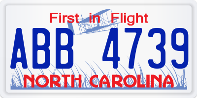 NC license plate ABB4739