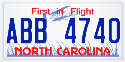 NC license plate ABB4740