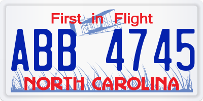 NC license plate ABB4745