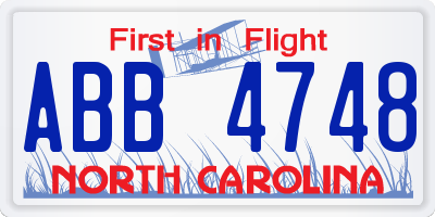 NC license plate ABB4748
