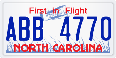 NC license plate ABB4770