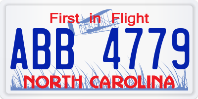 NC license plate ABB4779