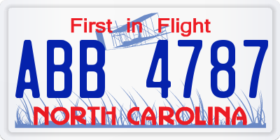 NC license plate ABB4787