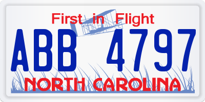 NC license plate ABB4797