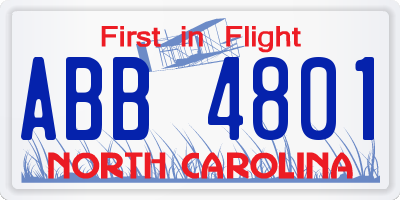 NC license plate ABB4801