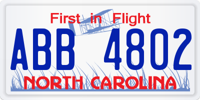 NC license plate ABB4802