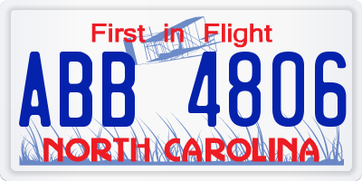 NC license plate ABB4806