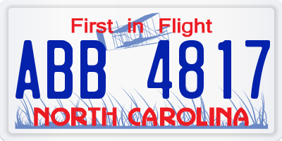 NC license plate ABB4817