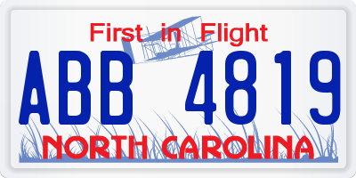 NC license plate ABB4819