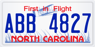 NC license plate ABB4827