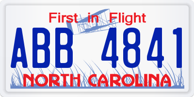 NC license plate ABB4841