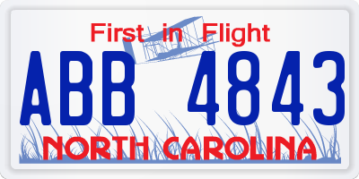 NC license plate ABB4843