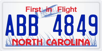 NC license plate ABB4849
