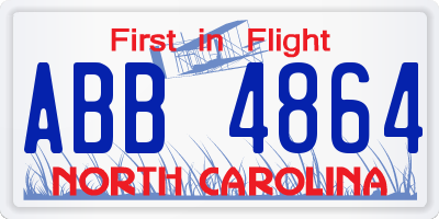 NC license plate ABB4864