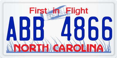 NC license plate ABB4866