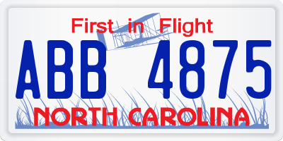 NC license plate ABB4875