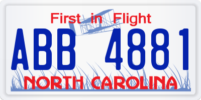 NC license plate ABB4881
