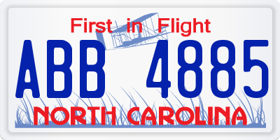 NC license plate ABB4885