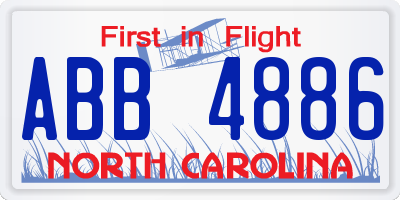 NC license plate ABB4886